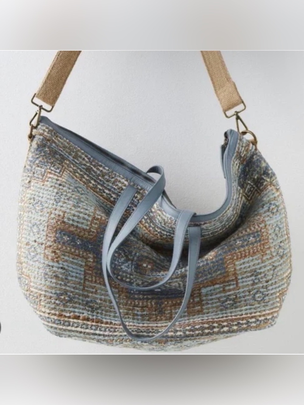 Free People Zoya Tote - Blue and Brown - Picture 2 of 4